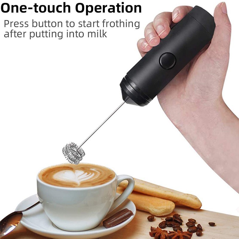 Milk Frother,Double Whisk Electric Handheld Foamer Blender for Drink Mixer,Perfect for Coffee,Latte,Matcha,Hot Chocolate