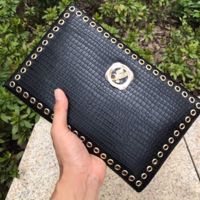 Clutch ví cầm tay nam nữ cao cấp hàng hiệu da bò dập vân cá sấu size 28x18x3 cm CANAVARO SHOP RICCI350