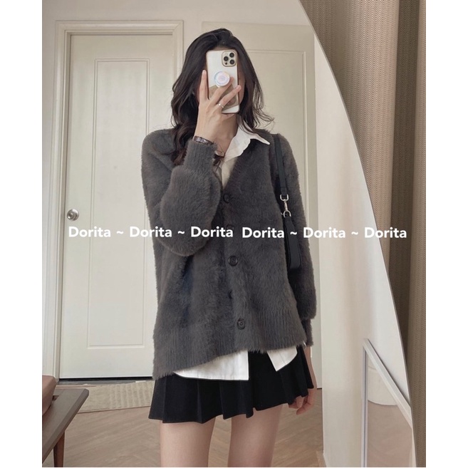 [Ảnh thật/Video] Áo len Cardigan lông thỏ Quảng Châu, Áo Cadigan lông thỏ 4 cúc - Dorita Boutique | BigBuy360 - bigbuy360.vn