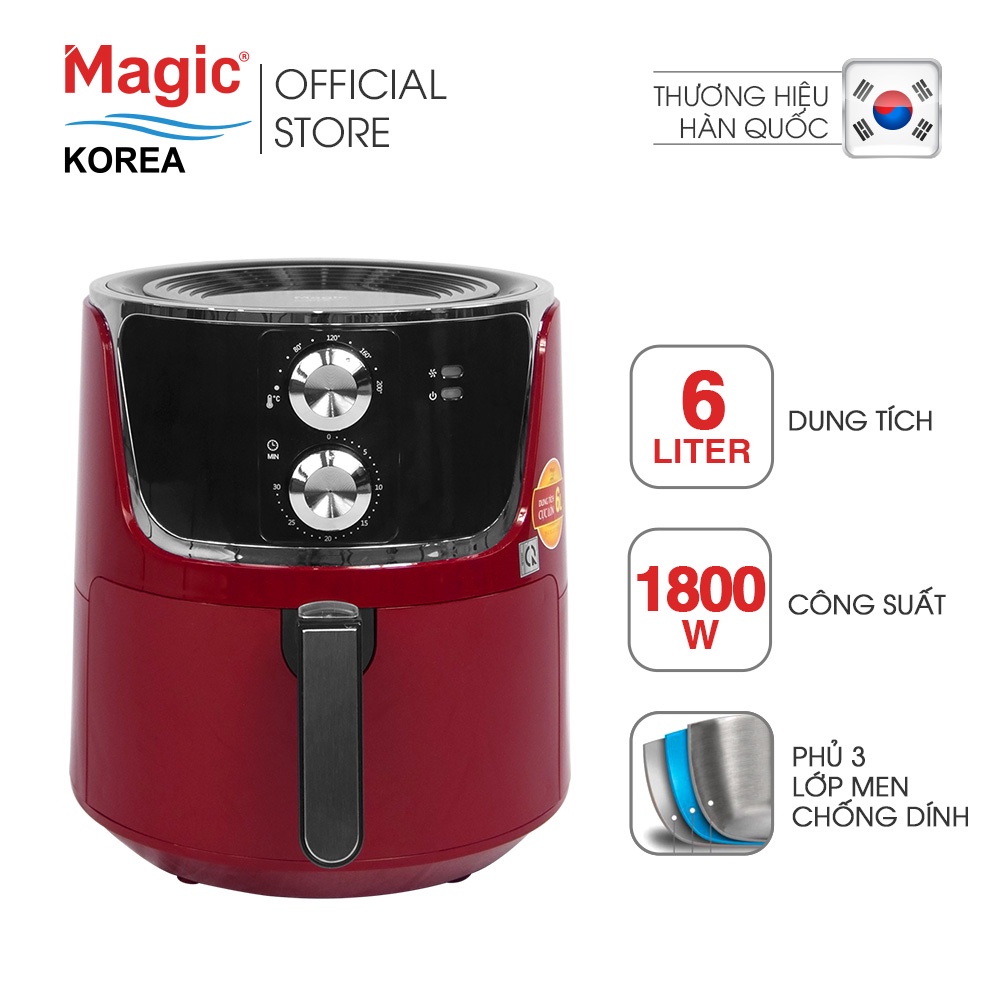 [Mã ELHADEV giảm 4% đơn 300K] Nồi chiên không dầu Magic Korea A-801 Đỏ 6L - Hàng chính hãng