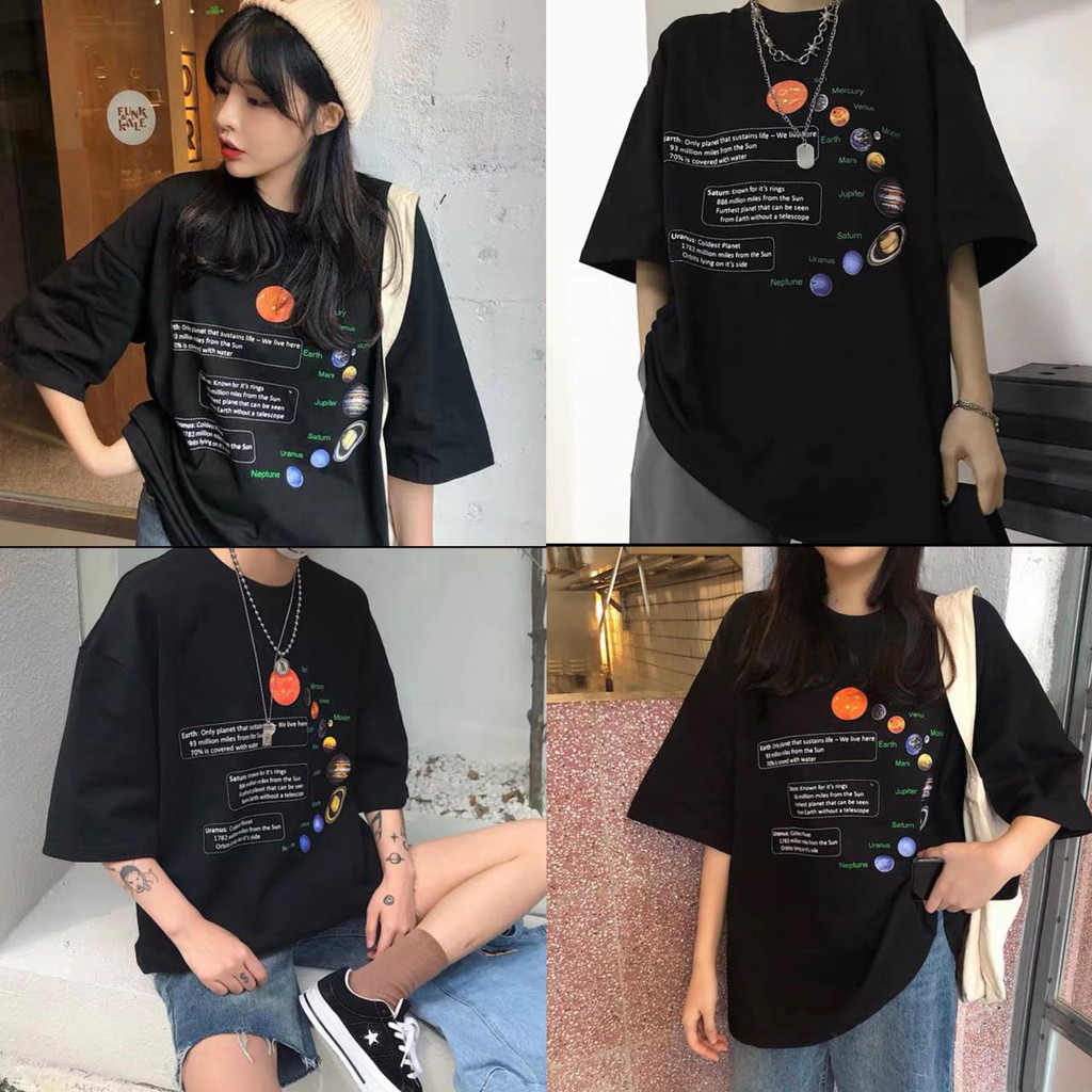 Áo thun unisex from rộng cổ tròn tay lỡ freesize 38 - 70kg đen dãy thiên hà | BigBuy360 - bigbuy360.vn