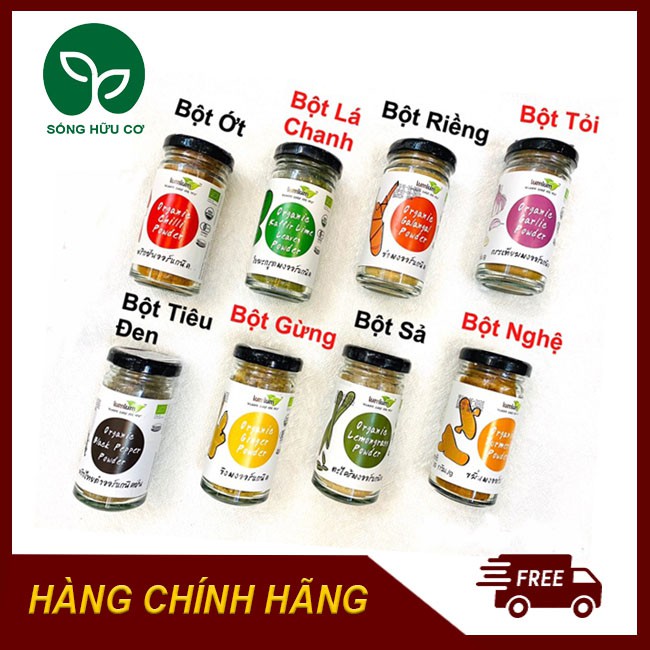 Bột gia vị hữu cơ LUMLUM Thái Lan (bột ớt, bột sả, bột riềng, bột lá chanh, bột ớt ...)