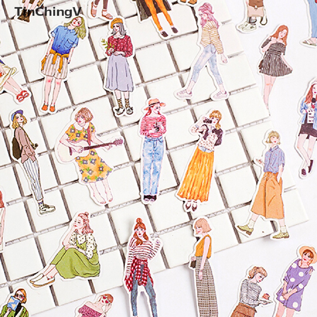 Gói 100 Sticker Dán Trang Trí Sổ Tay DIY Hình Cô Gái Dễ Thương