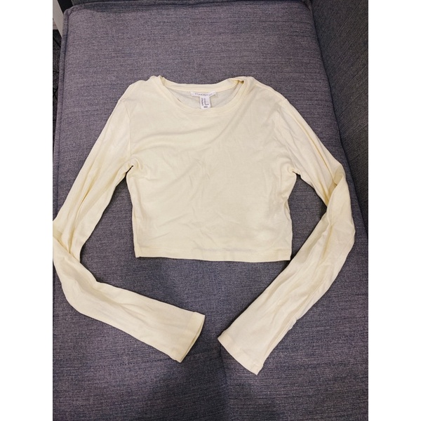 (p a s s) Áo croptop Fo.rever21 màu vàng pastel