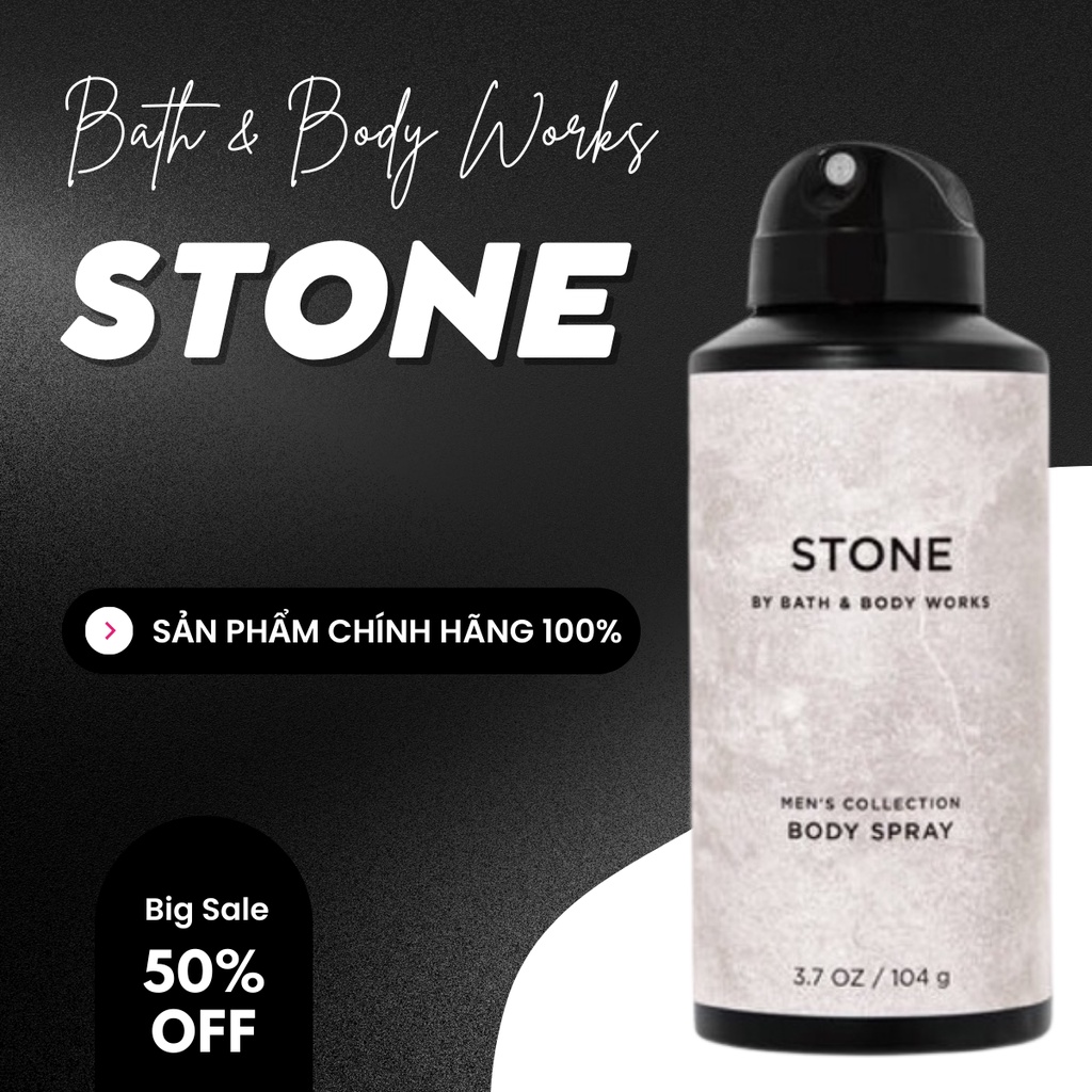 Xịt Thơm Toàn Thân Bodymist Cho Nam Bath And Body Works Stone Hương Thơm Nam Tính Mạnh Mẽ 104gr