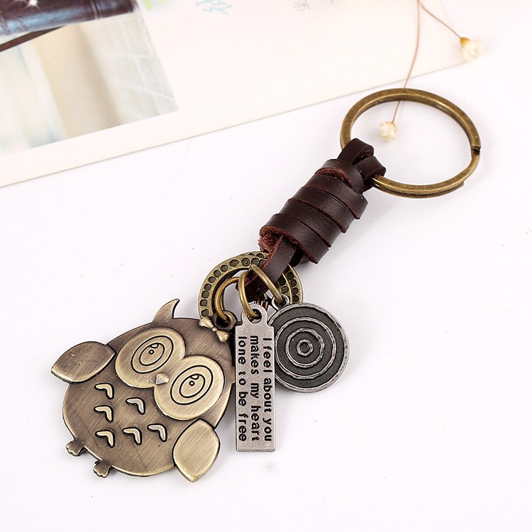 Móc khóa thép cao cấp hình cú mèo Vintage phong cách cổ điển Châu Âu móc khóa nữ đáng yêu Vintage Owl Keychain