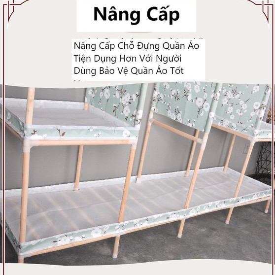 Tủ vải khung gỗ 4 buồng cao cấp, tủ đựng quần áo tiện lợi, chất liệu gỗ tự nhiên, chịu lực tốt - Giao mẫu ngẫu nhiên