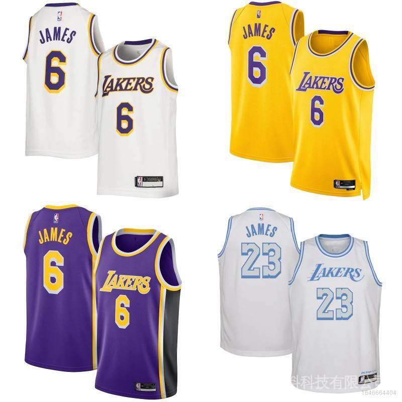 Áo mới 2022 NBA Jersey Los Angeles Lakers số 6 James Áo thể thao cổ điển Áo vest phiên bản kỷ niệm cộng với kích thước