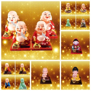 TƯỢNG CHÚ TIỂU,DI LẶC,THÍCH CA LẮC ĐẦU TRANG TRÍ XE Ô TÔ SỬ DỤNG NĂNG LƯỢNG MẶT TRỜI GÕ MÕ TỤNG KINH CAO 9CM,11CM