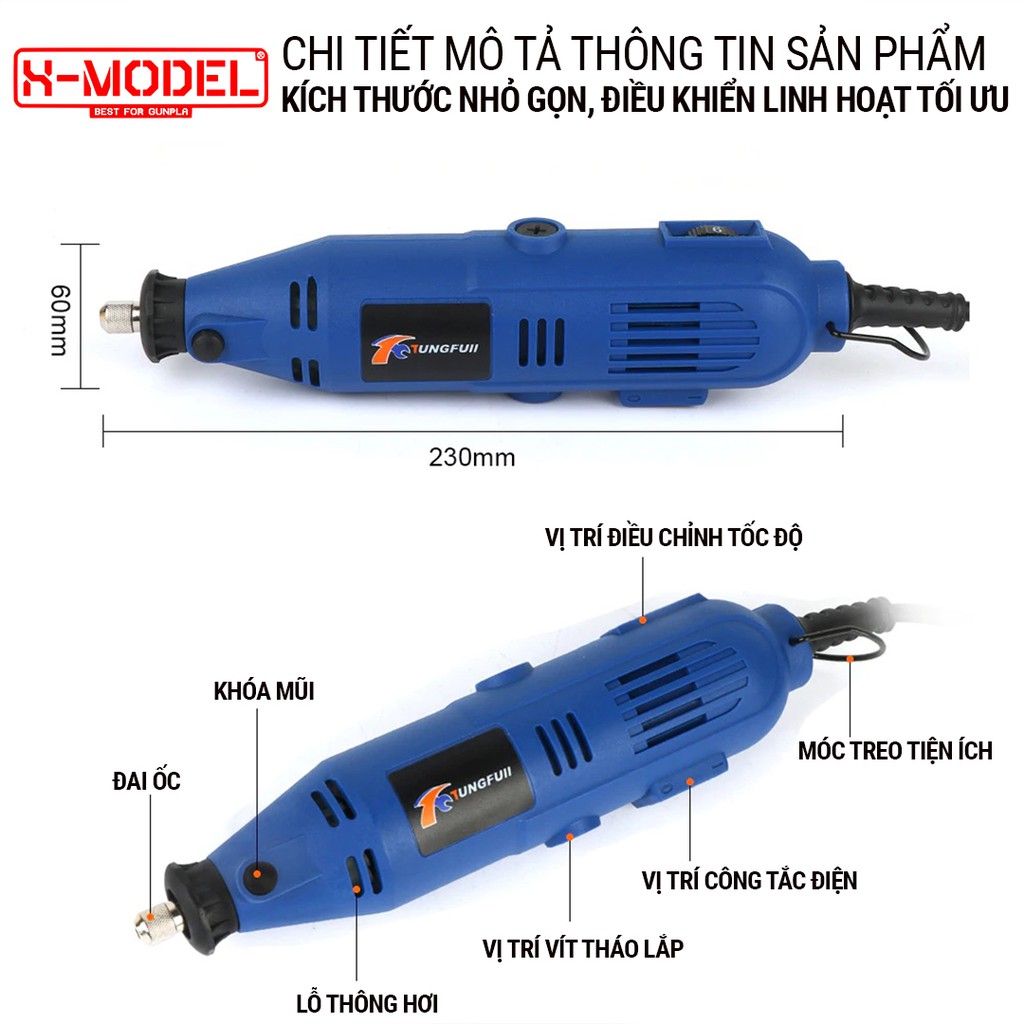 Bộ máy khoan, mài, cắt, khắc đa năng mini LX134MO, chứa 211 phụ kiện chuyên dụng gia công những đồ mô hình XMODEL XM211