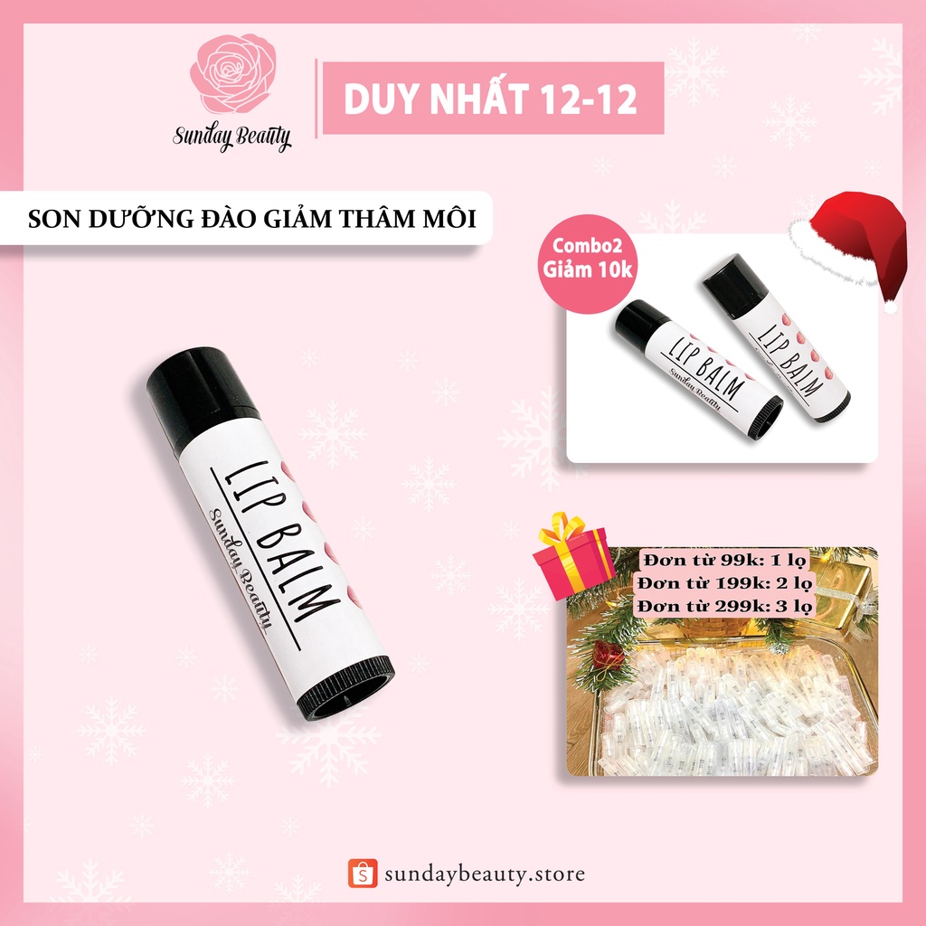 Son dưỡng đào làm hồng môi giảm thâm môi thiên nhiên Lip balm handmade Sunday Beauty