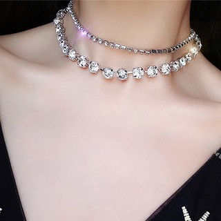 Thời Trang Dây Chuyền Hai Lớp Đính Đá Lấp Lánh