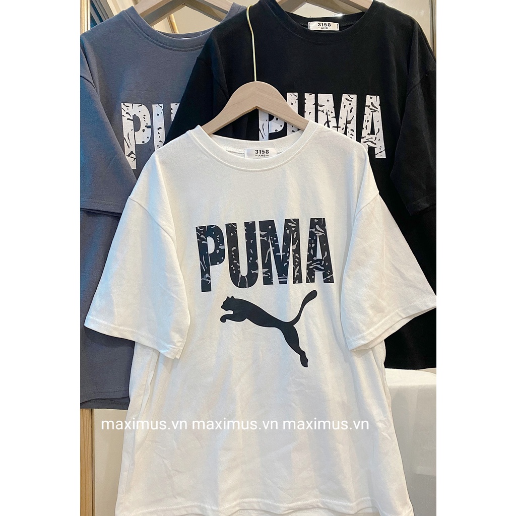 Áo phông Puma 3158 chất tuyết nhung unisex cho nam và nữ, áo đôi nam nữ