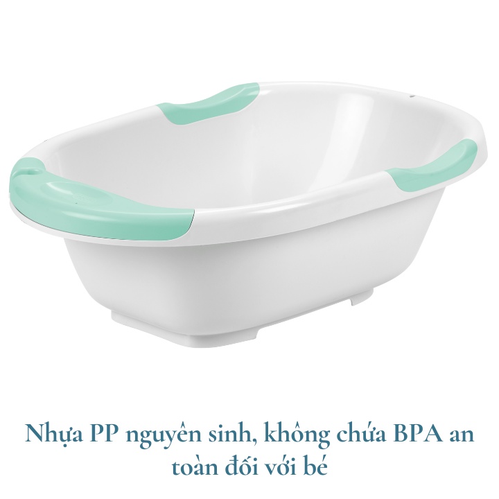 Thau tắm trẻ em Plus loại trung Inochi Notoro Nhật Bản, nhựa PP an toàn cho bé, thiết kế thông minh, tiện dụng
