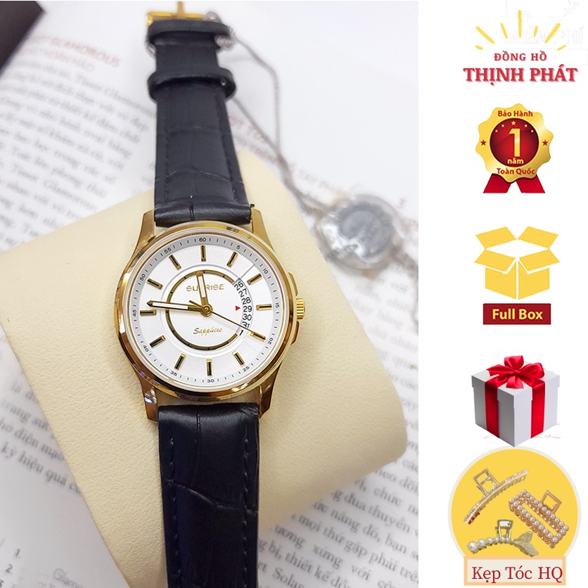 Đồng Hồ Nữ SUNRISE Dây Da Chính Hãng Kính Sapphire Chống Nước