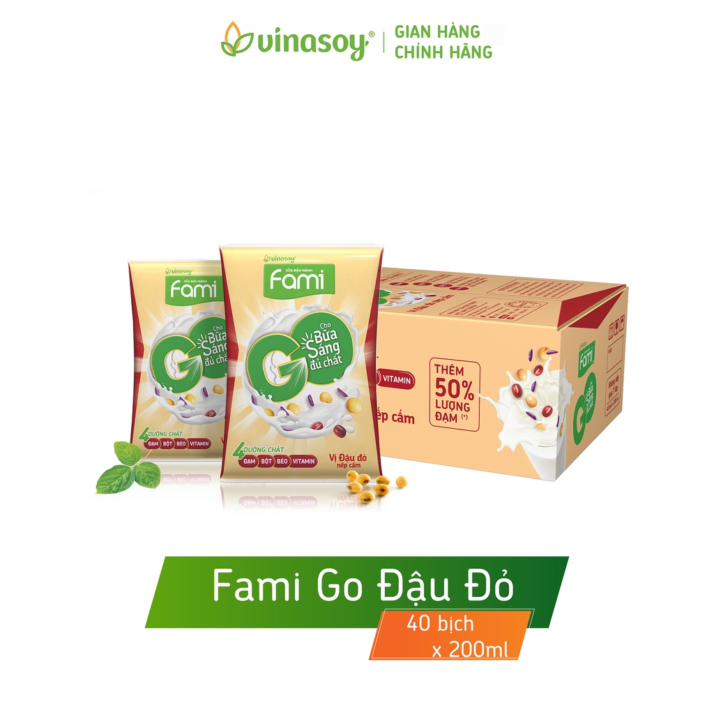 Thùng sữa đậu nành Fami Go Đậu đỏ 40 bịch x 200ml thumbnail