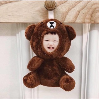 Móc khoá gấu in ảnh (kèm ảnh in) ảnh thật có chèn tên