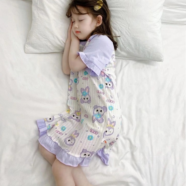 Đầm Ngủ Mùa Hè Vải Mỏng Thoáng Khí In Họa Tiết Hoạt Hình Dễ Thương Thoải Mái Phong Cách Phương Tây Cho Bé Gái 2022