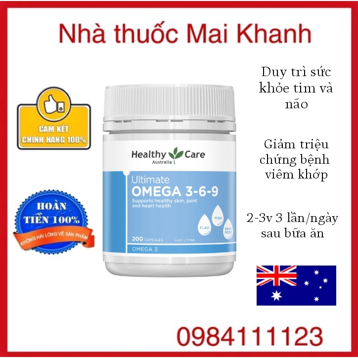 Omega 3 6 9 Healthy Care Ultimate Của Úc (200 Viên)