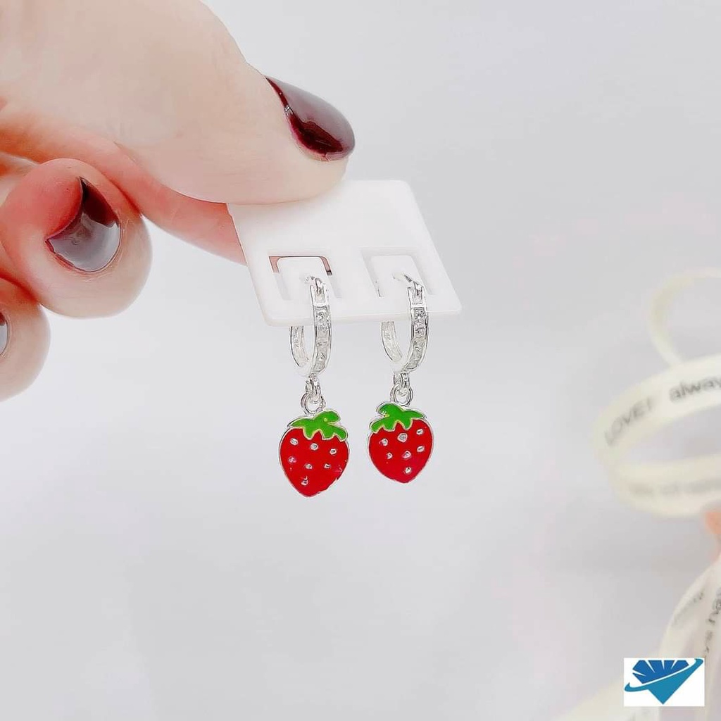 Khuyên tai bạc hình quả dâu cho bé, bông tai bạc ta cho bé