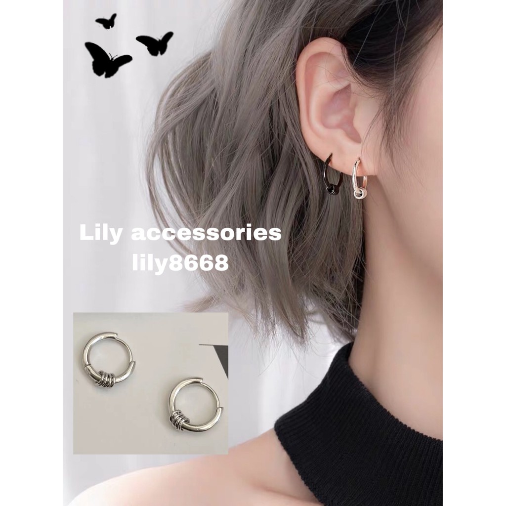 Classic Hoop With Mini Hoop Earring khuyên tai titan phối 4 vòng nhỏ không gỉ không đen không dị ứng nam nữ