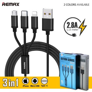 Cáp Sạc 3 Đầu Remax RC-131TH-Type C-Micro Usb