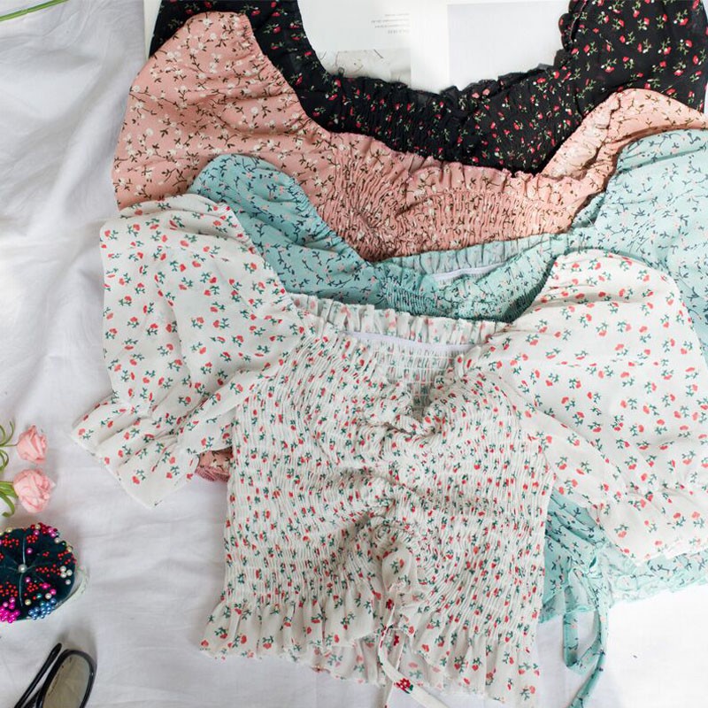 Áo Croptop Chất Voan Hoạ Tiết Hoa Thời Trang Nữ Tính