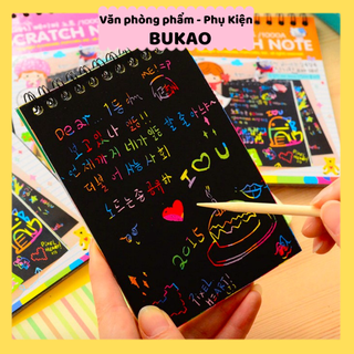 Z0395 Sổ Cầu Vồng Scratch Art Sáng Tạo Phong Cách Hàn Quốc, Sổ Tranh Cạo Bukao