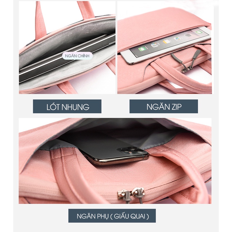 Túi đựng laptop giấu quai Gubag cho nữ, nhiều ngăn, đệm dày, lót nhung chống xước, phù hợp nhiều dòng laptop