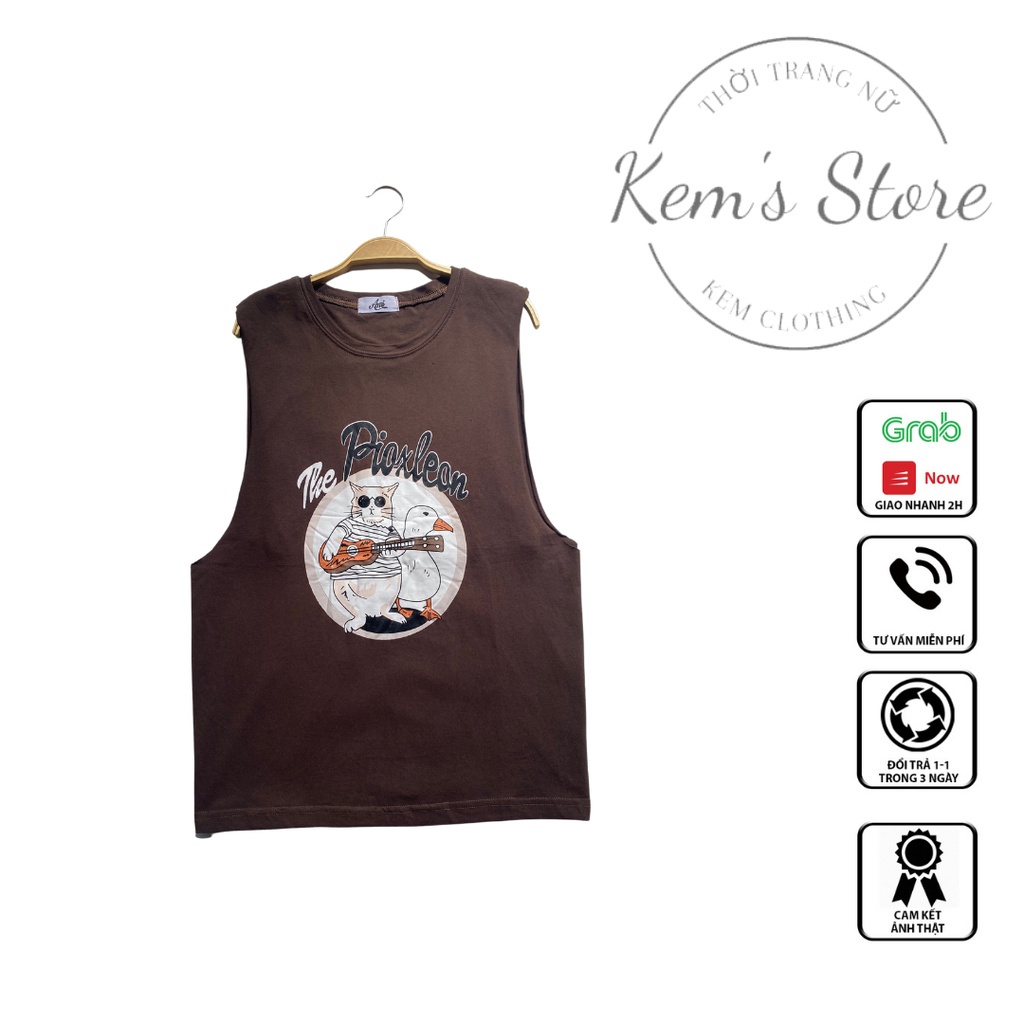 Áo ba lỗ unisex nam nữ, Áo tank top nữ siêu cute hình ngộ nghĩnh | BigBuy360 - bigbuy360.vn