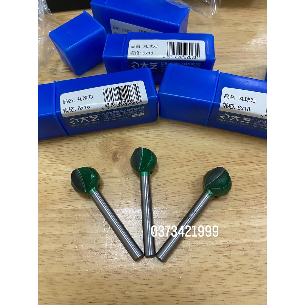 Mũi mài quả đào 6mm - mũi mài phay phá tỉa gỗ đầu tròn cán 6