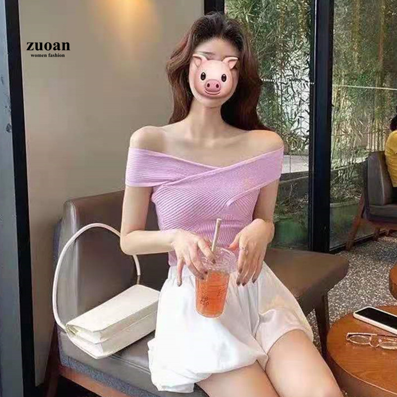 SUXI Áo Sơ Mi Trễ Vai Dáng Ôm Màu Trơn Thời Trang Dành Cho Nữ