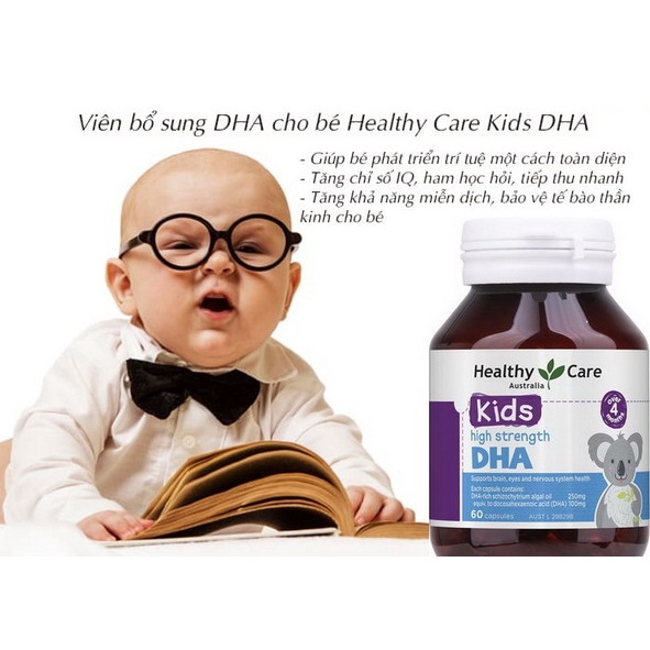 [Hàng chuẩn Úc] Viên uống bổ sung DHA cho trí não bé Healthy care kids high strength dha 60 viên của Úc