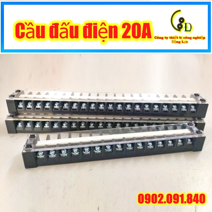 Cầu đấu điện 10A, 20A 15, 20 chân, mắt, pha 1 cái Korea Domino terminal block chia dây điện hàng nhập khẩu Hàn Quốc