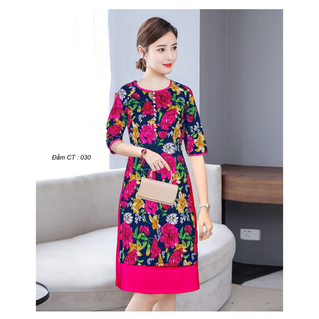 GIÁ XƯỞNG - Áo dài cách tân gấm thun dạng đầm