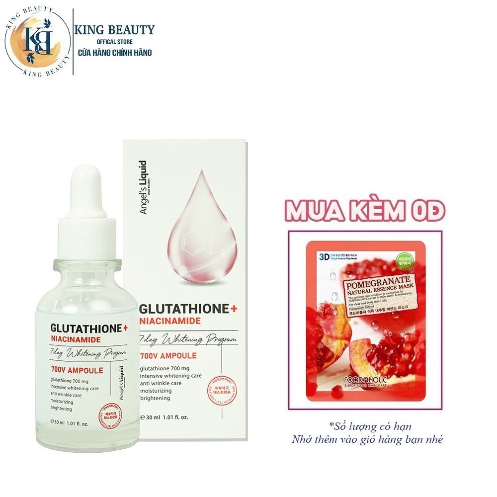 Huyết thanh truyền trắng, loại bỏ vết thâm nám Angel's Liquid Glutathione Plus Niacinamide 700 V-ampoule 30ml