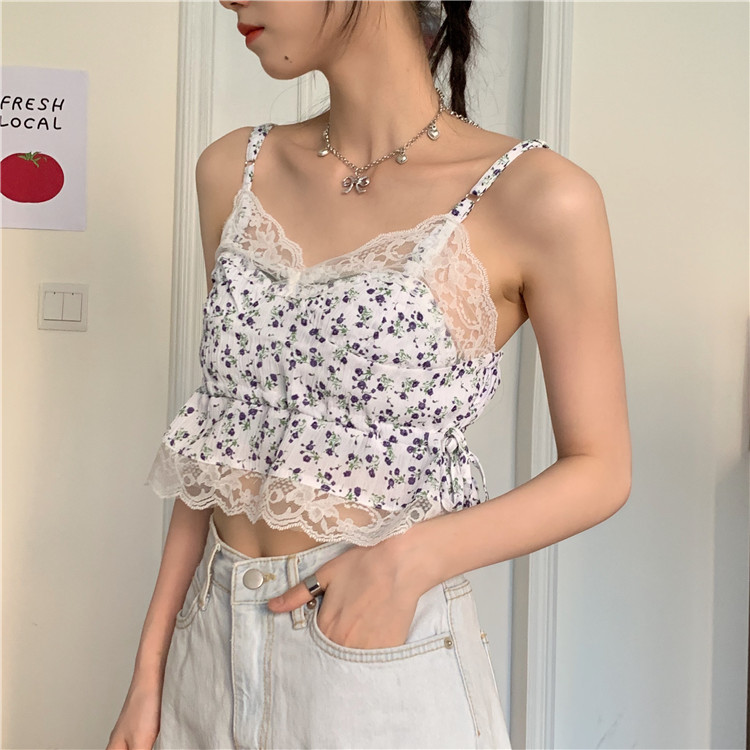 Áo Hai Dây Nữ, Áo Hai Dây Croptop Hóa Nhí Có Ren Màu Trắng Mùa Hè Mặc Mát Mẻ Thời Trang Đi Biển