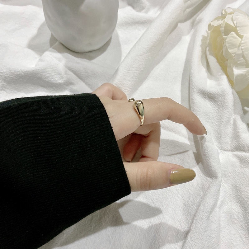 Nhẫn Hở Trang Trí Hình Giọt Nước Phong Cách Hip Hop Đơn Giản