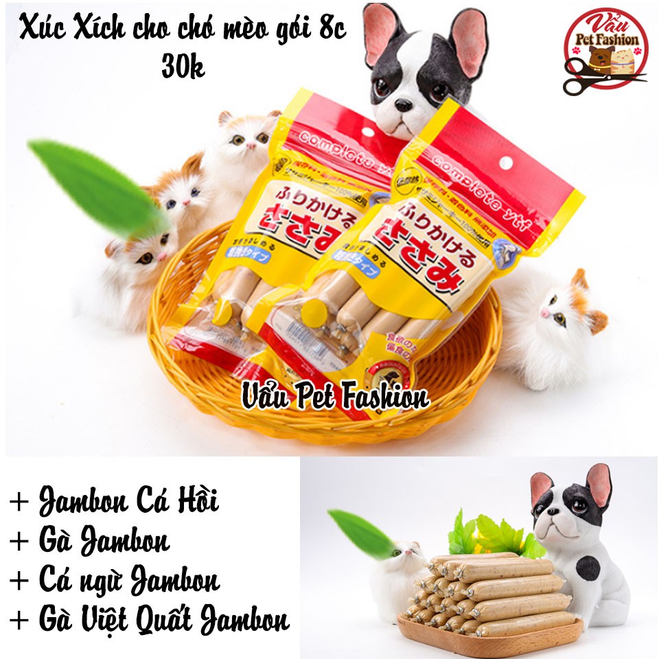 Đồ ăn vặt, bánh thưởng, Pate, Xúc xích, Xương gặm cho chó mèo