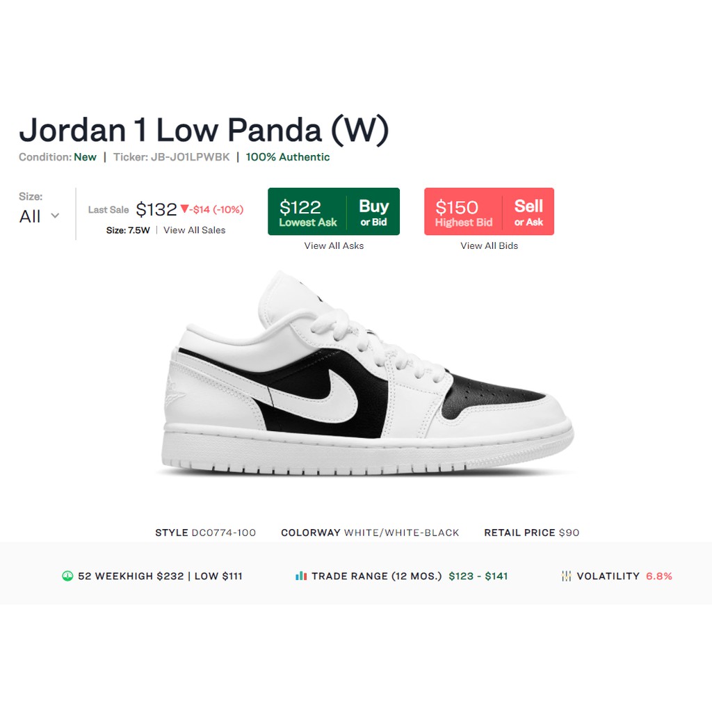 [GeekZoneSneaker] Giày Sneaker Jordan 1 Low &quot; Panda &quot; | White Black