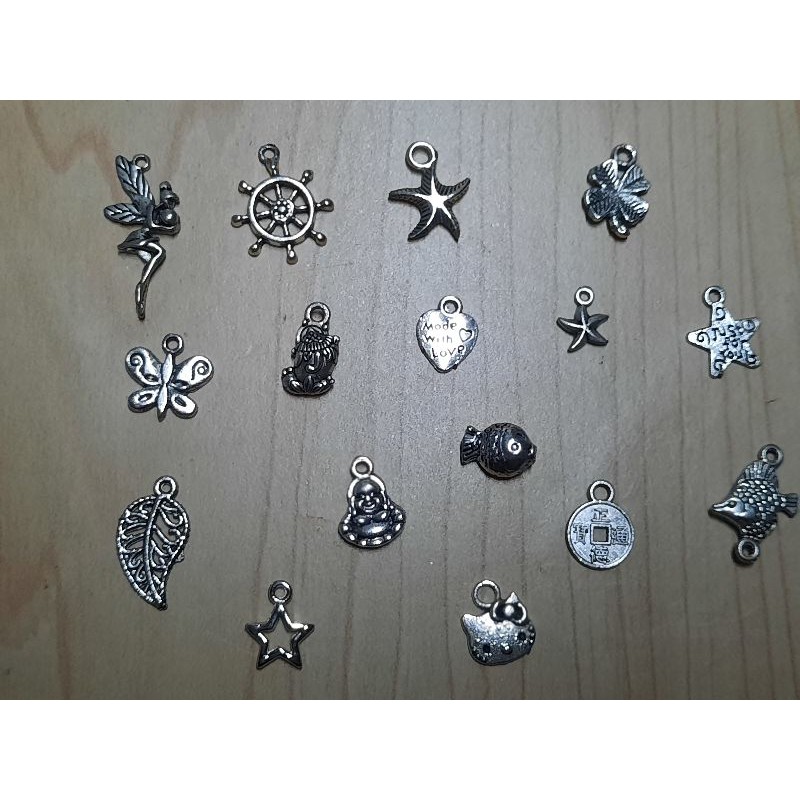 Set 10 charm treo kiểu bạc cổ ngẫu nhiên trang trí handmade, vòng tay, dây chuyền, móc khoá....