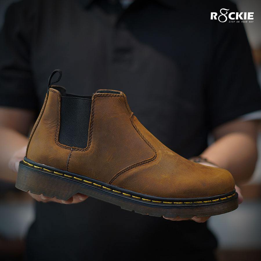 Giày Chelsea Boots Nam Dr màu bò sáp da bò thật 100% - phát hiện giả da đền gấp 10 - R8ckie