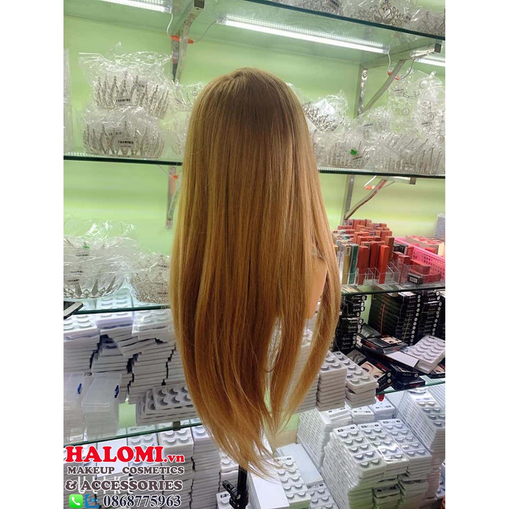 Đầu manocanh học tóc chịu nhiệt tóc thật 95% có vai chính hãng HALOMI uốn duỗi thoải mái