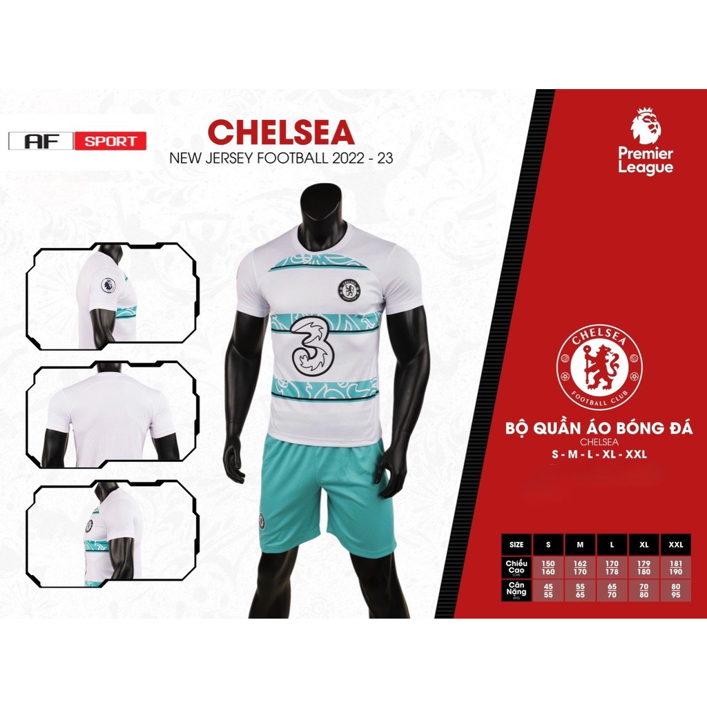 Bộ quần áo thể thao CLB Chelsea Trắng Xanh Cao Cấp