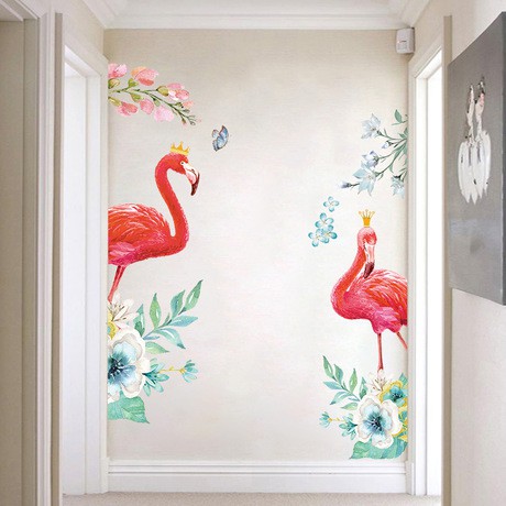 decal dán tường đôi hồng hạc