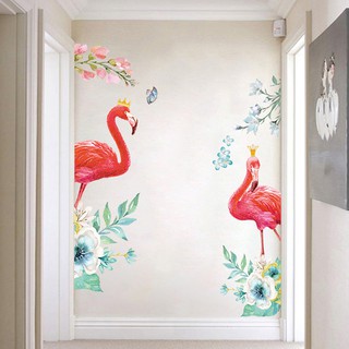Decal dán tường đôi hồng hạc