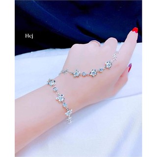 Lắc tay hoa 5 cánh + đính đá bạc ta mã a0135