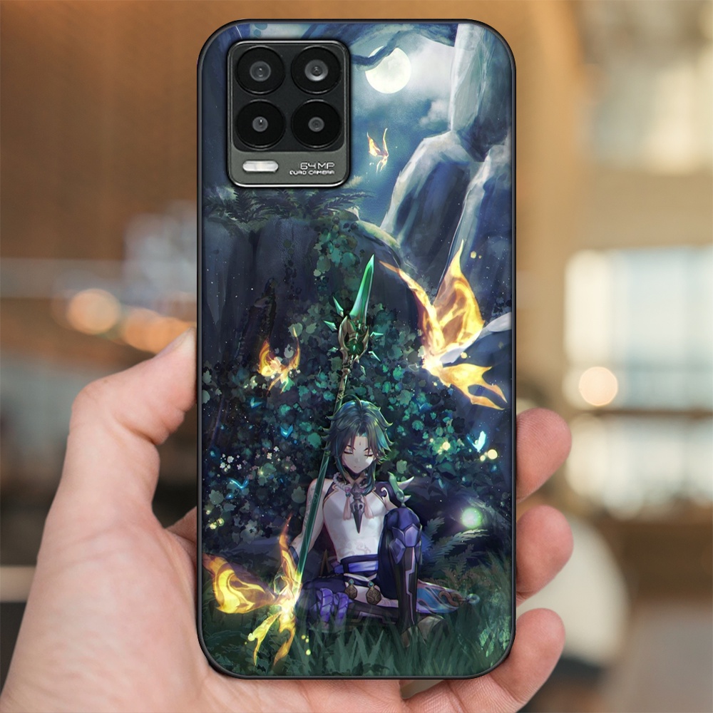 Ốp lưng Realme 8, 8 Pro viền đen in hình Xiao Genshin Impact