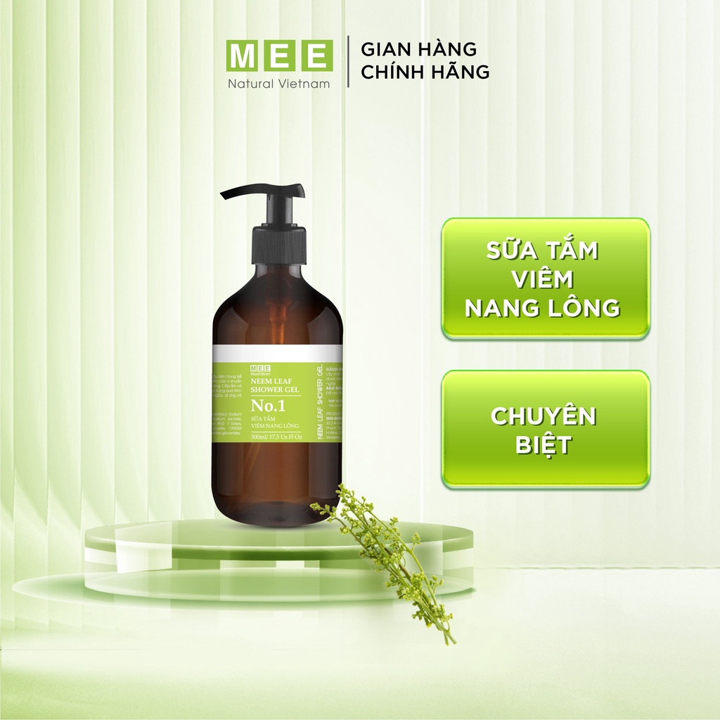 Sữa tắm viêm da cơ địa, viêm nang lông MEE NATURAL 500ml - Sữa tắm thảo mộc thiên nhiên giảm ngứa, khô da