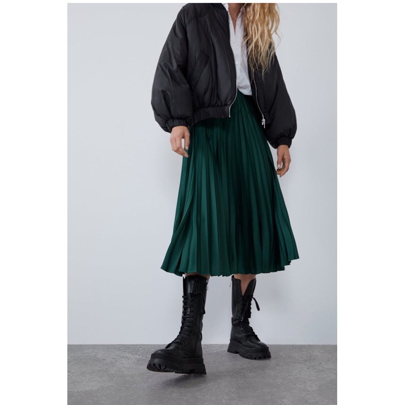 (sẳn) chân váy màu xanh rêu đậm (pleated skirt) | BigBuy360 - bigbuy360.vn